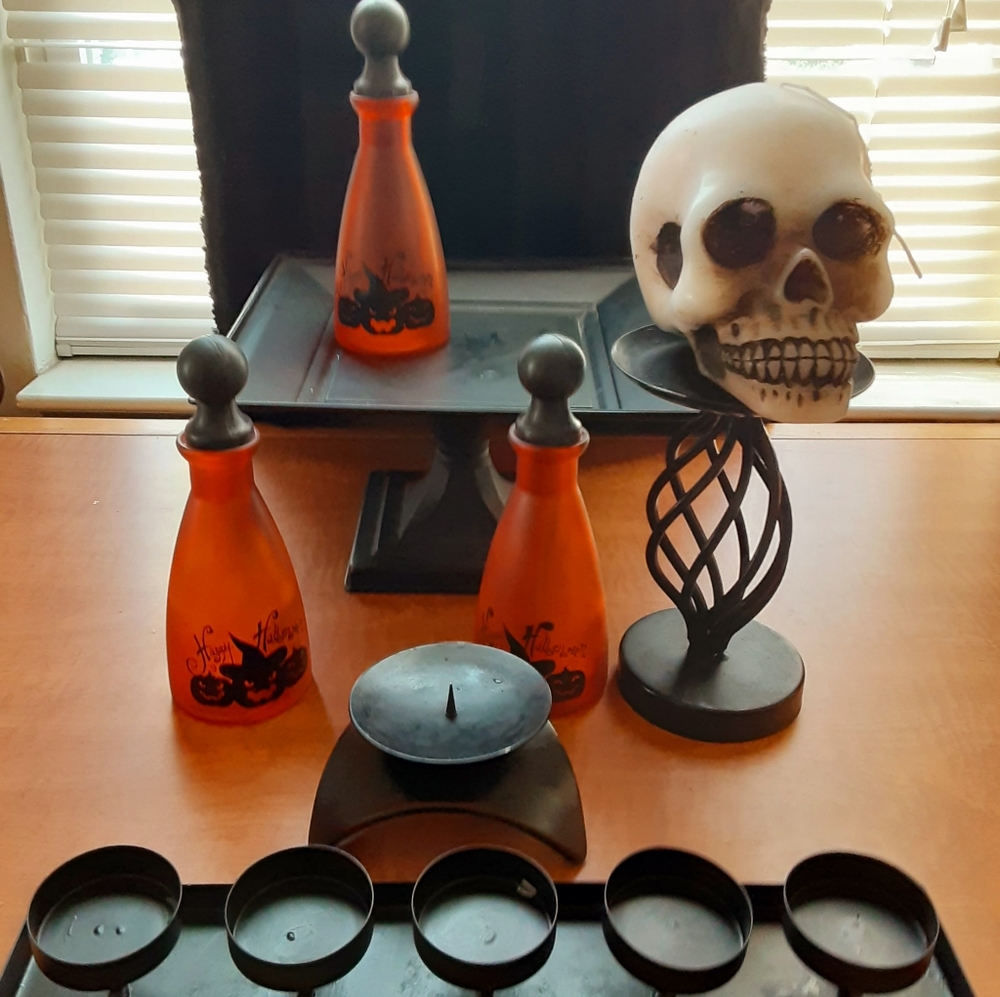 Halloween Pedestal Candle Holders 9 Piece Mixed Bundle